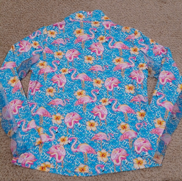IBKUL Flamingo Print Quarter-Zip Pullover Womens Size M - Picture 3 of 9
